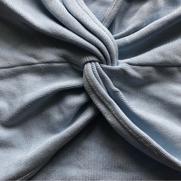 Zara knit knot crop top in baby blue - Picture 2 of 11